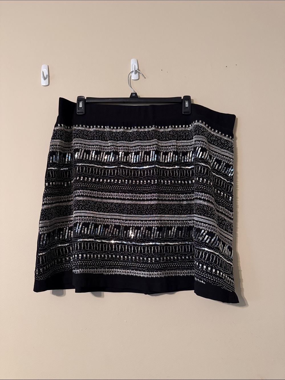 torrid Black Mini Skirt with Silver Sequin Stripes